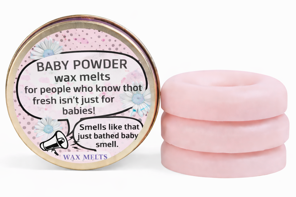 BABY POWDER WAX MELTS – TIN (3 SNAPPABLE RING MELTS)