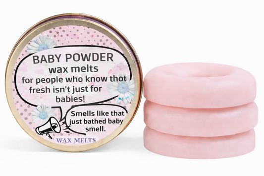 BABY POWDER WAX MELTS – TIN (3 SNAPPABLE RING MELTS)
