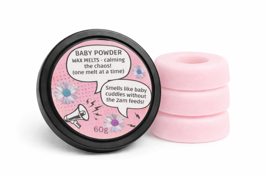 Baby Powder wax melts handmade in the UK by Erica’s Meadow strong long lasting home fragrance